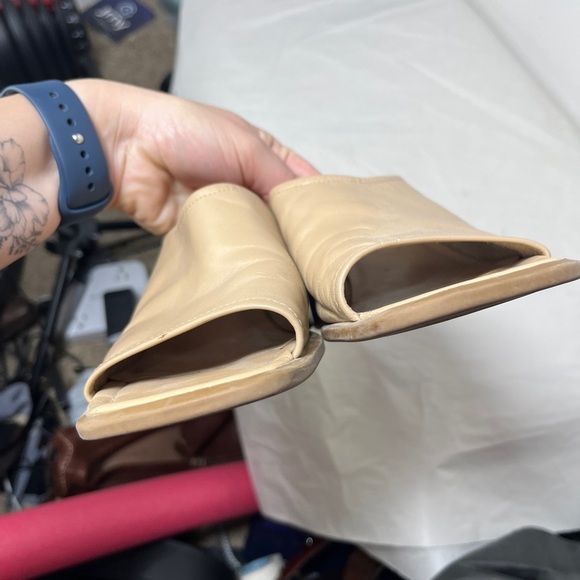 Westies Vintage Tan Square Toe Leather Chunky Heeled Mules size 7.5 - Picture 9 of 12